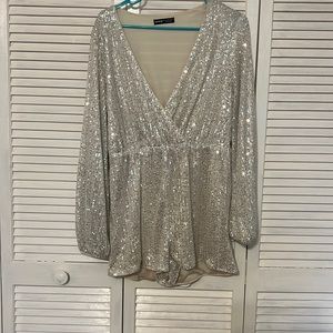Shein long sleeve sequin romper